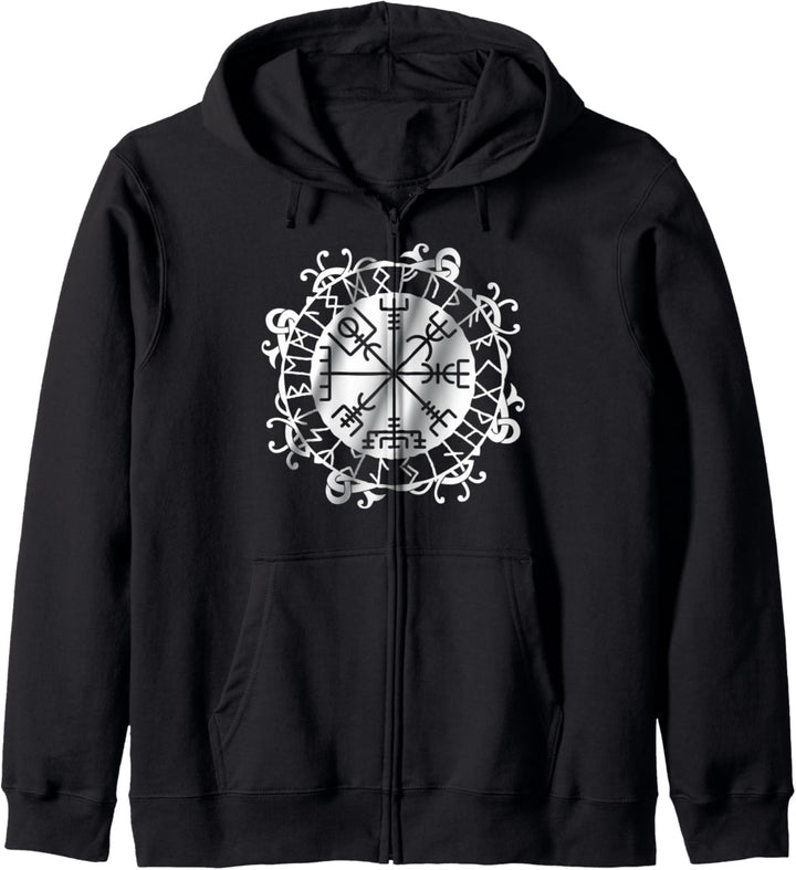 Wikinger Rune VEGVISIR nordische Rune Glyphe Wikinger Symbol Kapuzenjacke