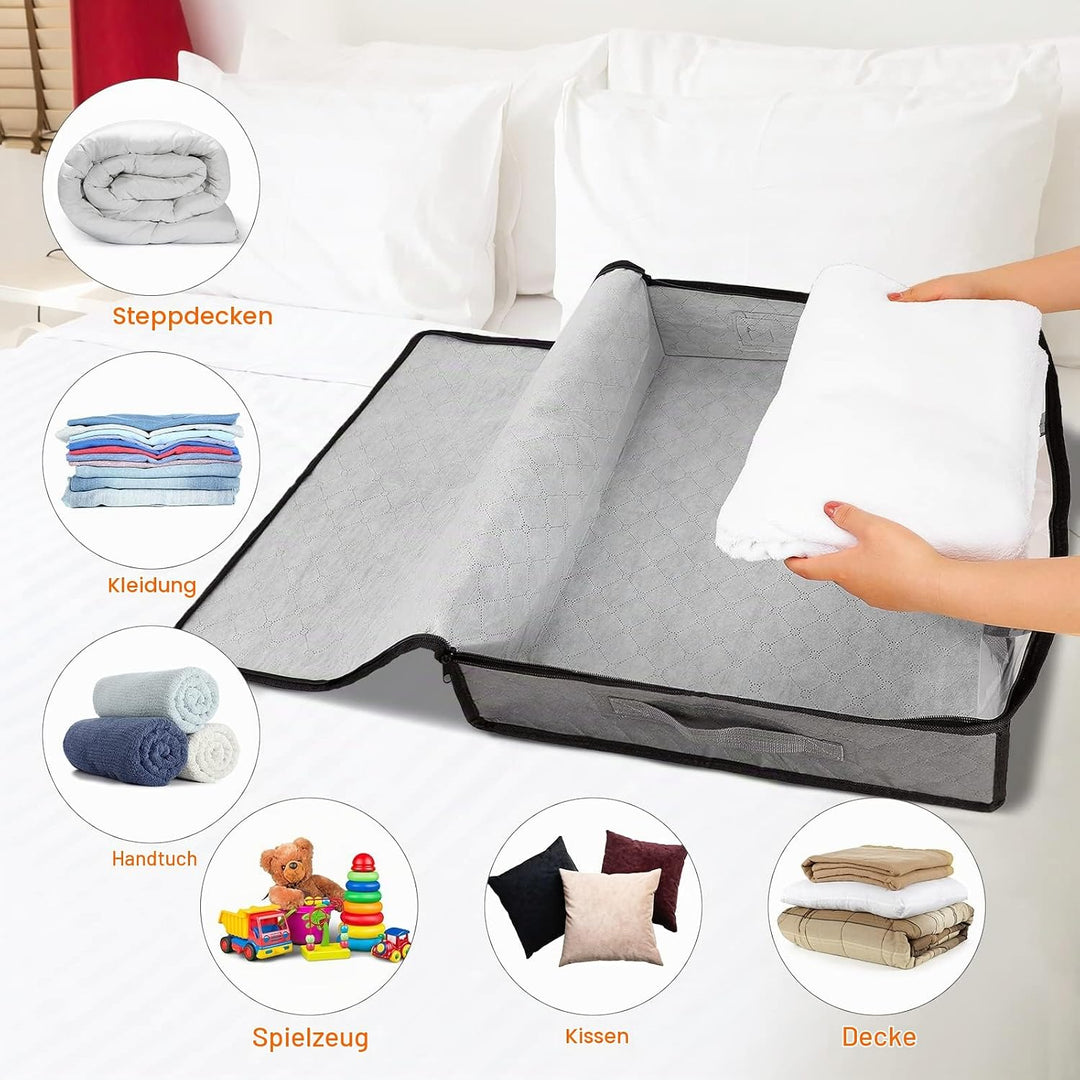 AiQInu Unterbett Aufbewahrungsbox,4 Stück Unterbettkommode mit Sichtfenster und 4 Haltegriffen 60x 4