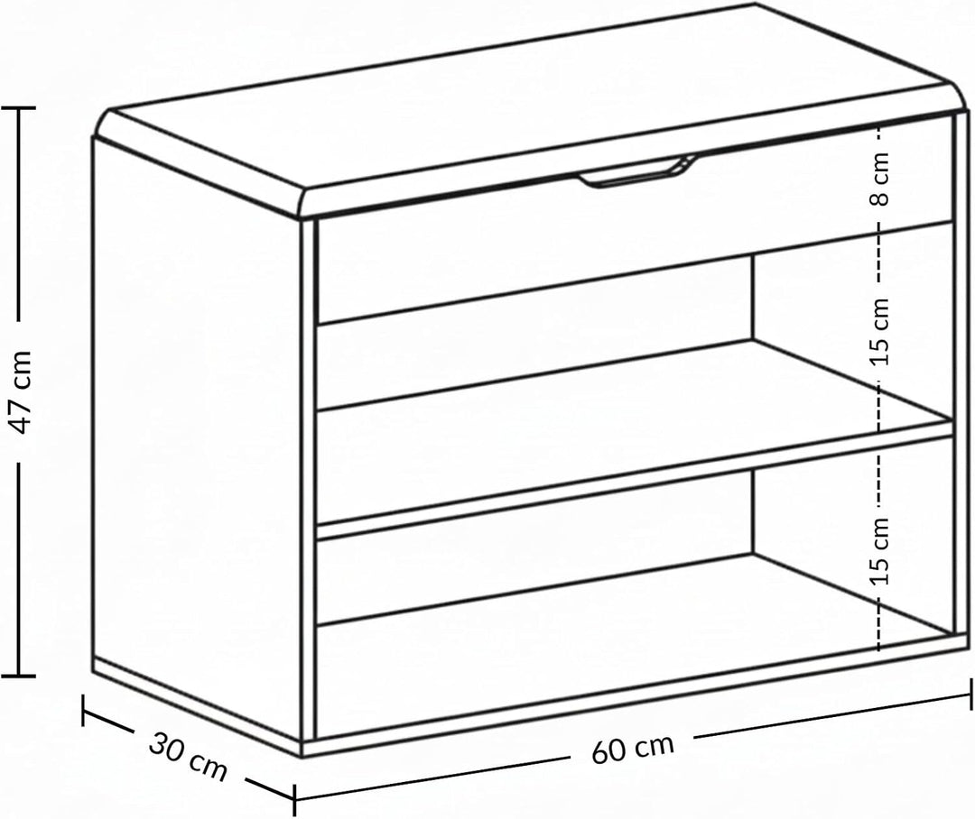 BOXIMO Schuhschrank mit Sitzbank, 60 x 30 x 47 cm, MDF und Polyester Bezug, Flurbank mit Stauraum, S