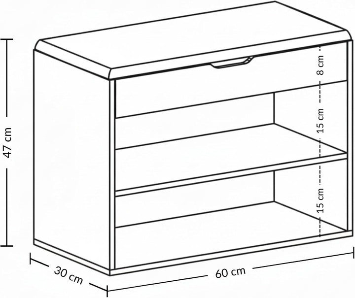 BOXIMO Schuhschrank mit Sitzbank, 60 x 30 x 47 cm, MDF und Polyester Bezug, Flurbank mit Stauraum, S