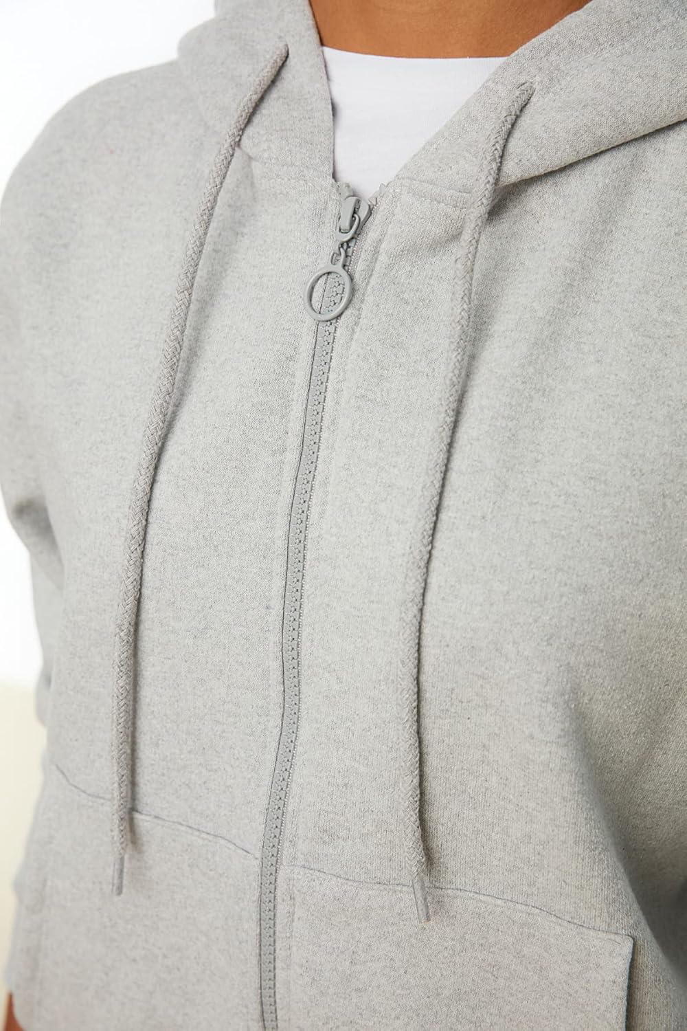TRENDYOL Damen Kapuzen-Basic Gestricktes Schlankes Hooded Sweatshirt M Grau, M Grau
