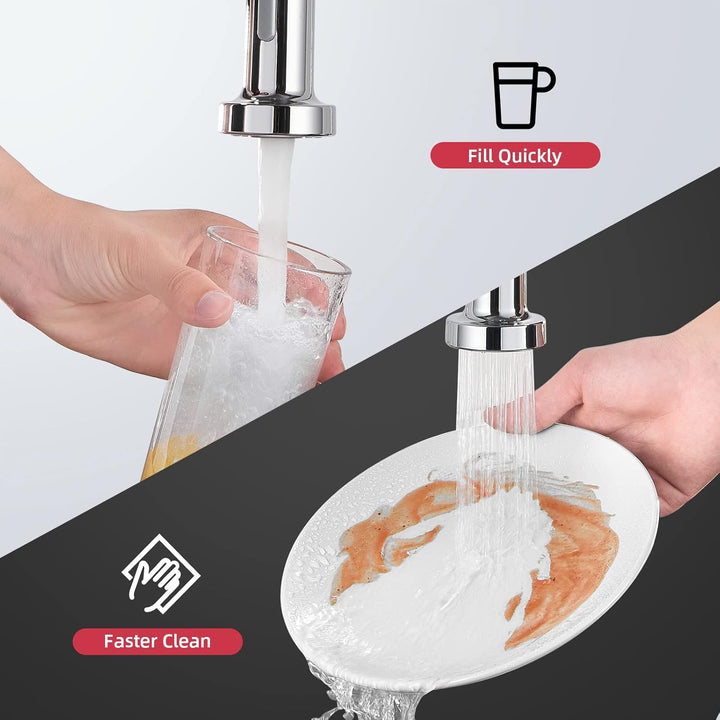 Cobbe Wasserhahn Küche, Spring Küchenarmatur mit Pull Down Sprüher Brause, 2 Sprühfunktionen, 360° D