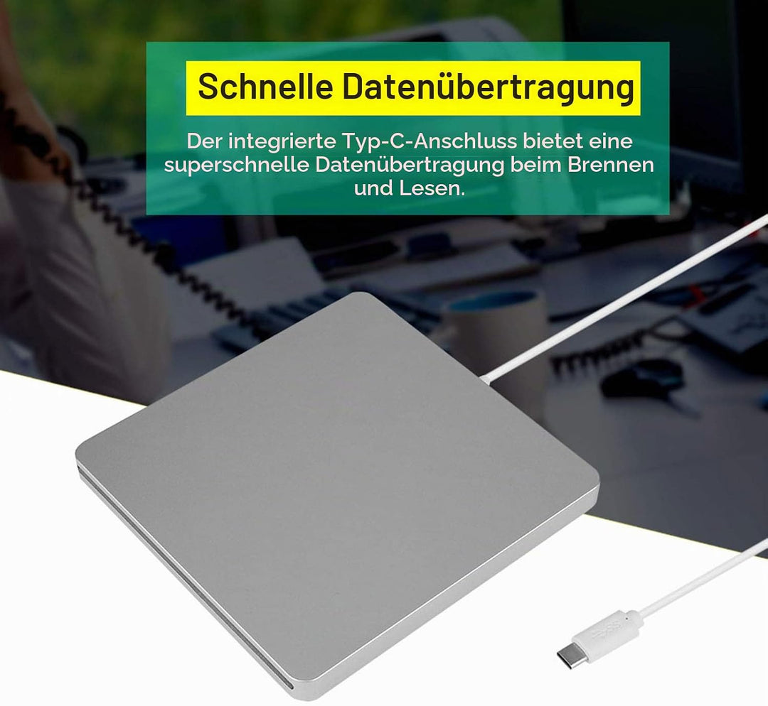 Typ-C Externes DVD-Laufwerk, Typ C CD/DVD-Brenner Leiser EIN-Knopf-Brennschlitz in externem Brenner