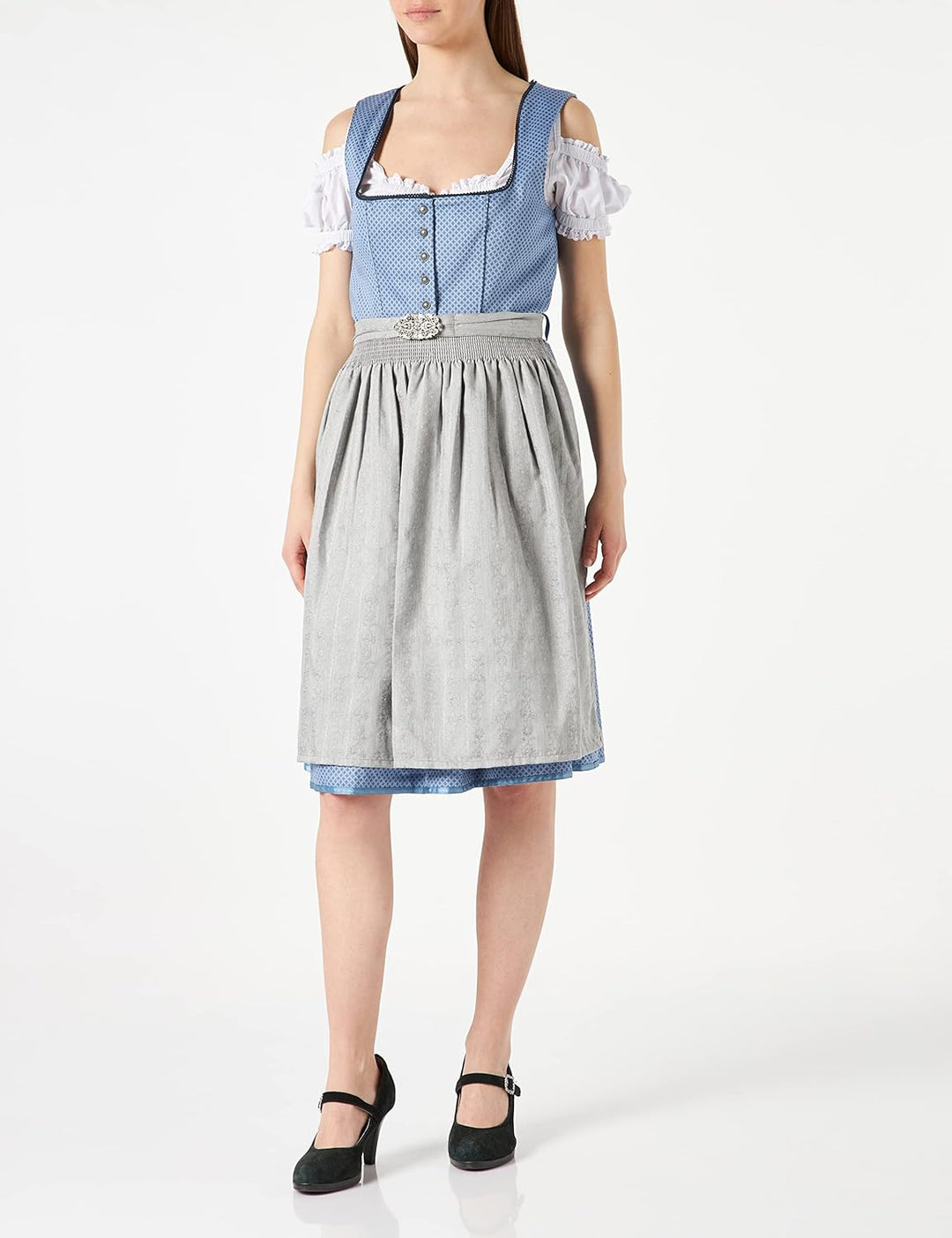 Stockerpoint Damen Dirndl INES Kleid für besondere Anlässe 34 Blau-grau, 34 Blau-grau