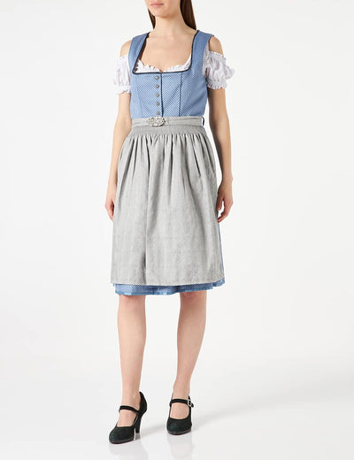 Stockerpoint Damen Dirndl INES Kleid für besondere Anlässe 34 Blau-grau, 34 Blau-grau