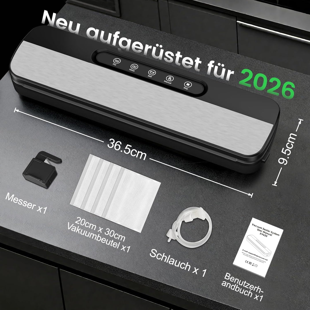 Vakuumiergerät 7 in 1, 145W Vakuumierer für kontinuierliches Arbeiten mit hoher Geschwindigkeit, Fol