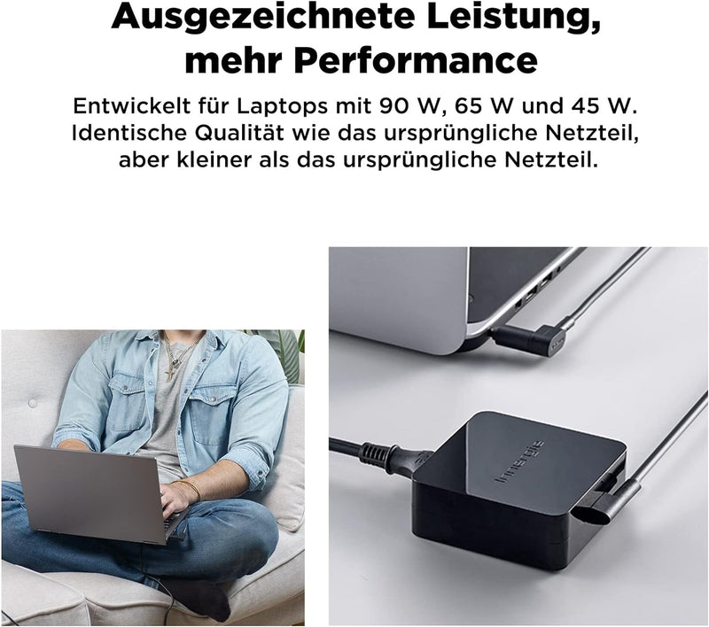 Innergie T9 90W 65W 45W Laptop Netzteil Universal Ladegerät mit Kabel und 6 Steckern, kompatibel mit