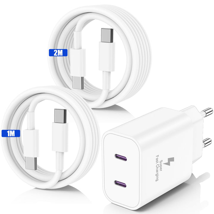 45W USB C Ladegerät Ladekabel für iPhone 16 17 15 Pro max,2-Port USB C Schnellladekabel 1M+2M mit Ne