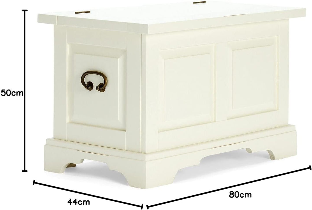 Woodkings® Holztruhe mit Deckel Catana Creme weiss Echtholz Pinie rustikal Flurbank Landhaus Möbel D