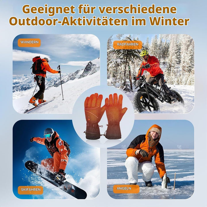 beheizbare Handschuhe—— 5000 mAh Beheizbare Motorradhandschuhe fur kifahren,Wandern,Radfahren,Motorr