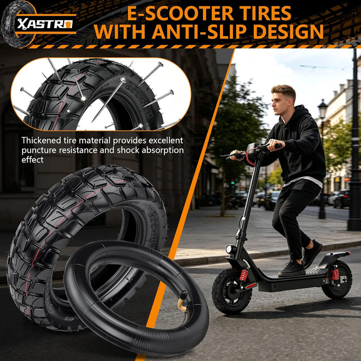Xastro 2 PCS 255x80 Aussenreifen Reifen 2 PCS 10x2.5 Schlauch 80/65-6 E Scooter Reifen 255x80 Offroa