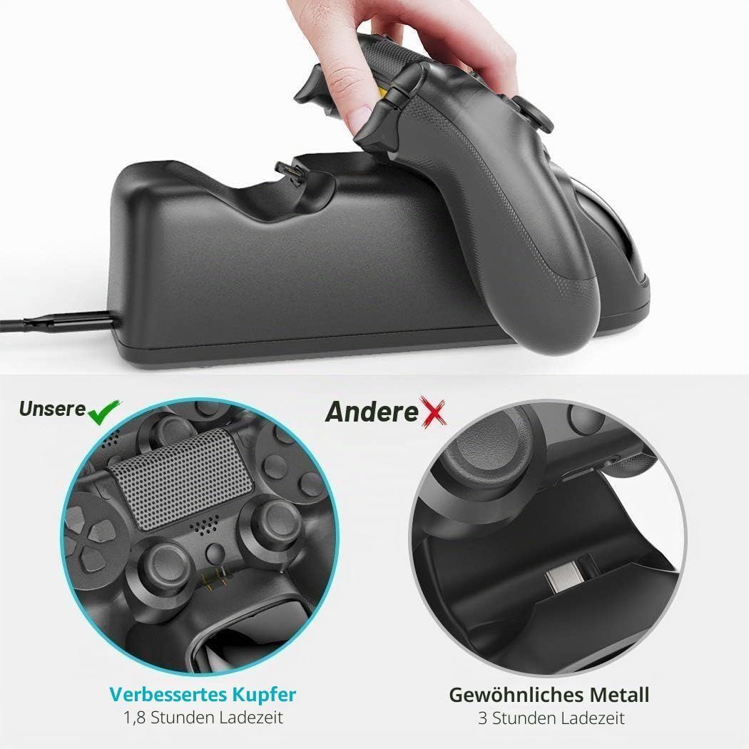 PS4 Controller Ladestation, Playstation 4 Controller Ladestation mit 1,8 Stunden Ladechip, PS4 Charg