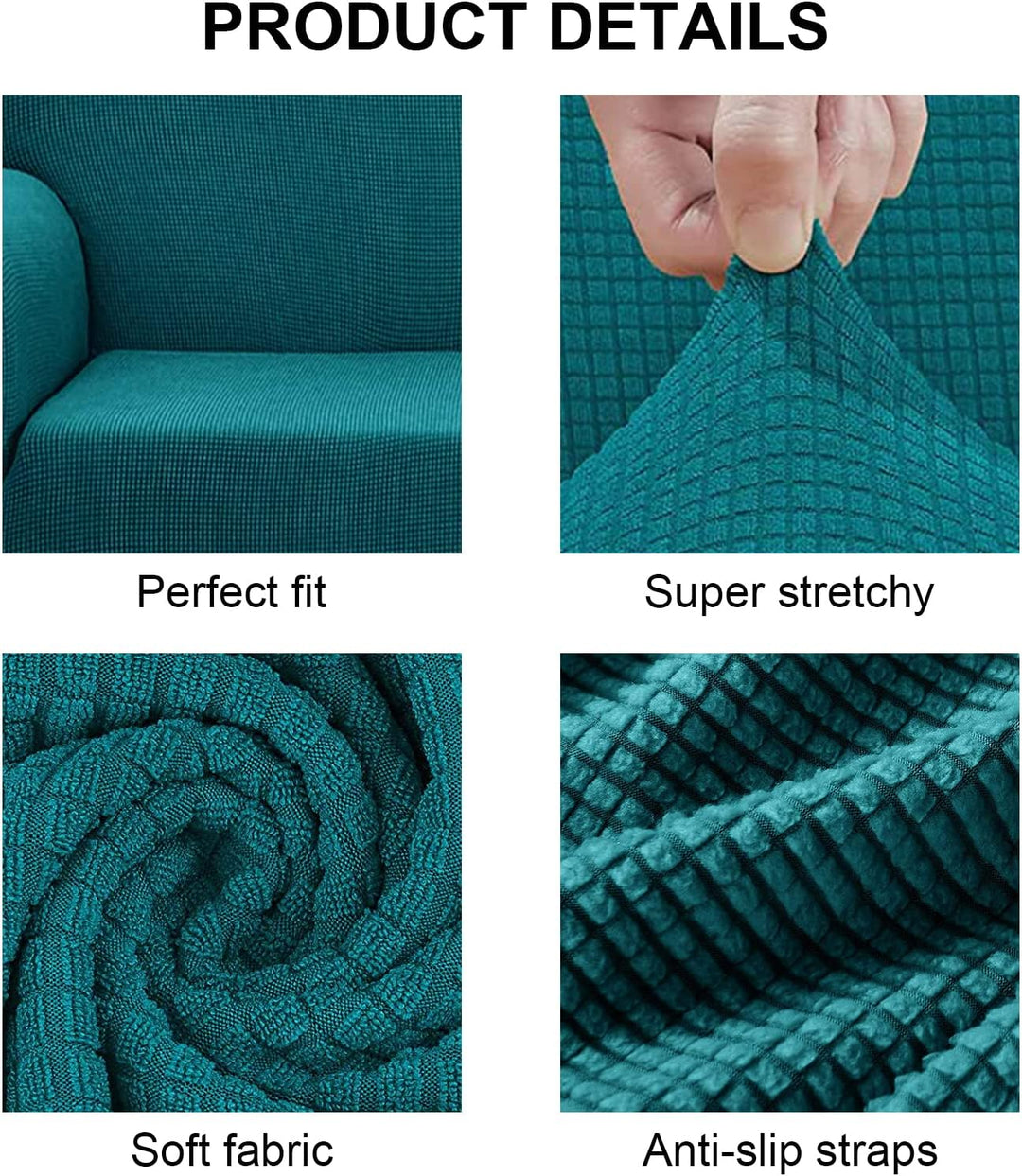 Jaotto Sofabezug 1 Sitzer Elastischer Stretch Spandex Sofa Überwürfe Sofahusse Antirutsch Waschbar S