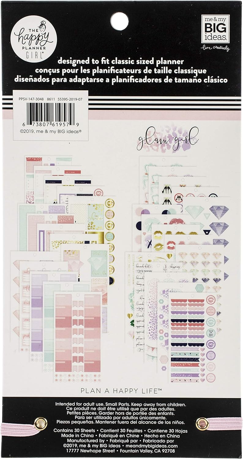 ME &amp; MY BIG IDEAS Happy Planner STCKRS, Glam Girl, 697/Pkg