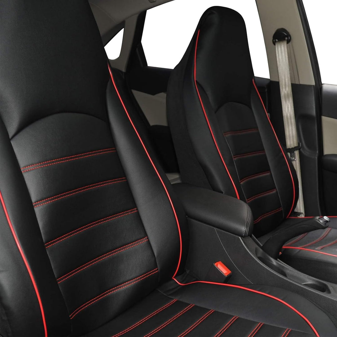 TOYOUN Klassisch Autositzbezüge Vordersitze Highback Sitzbezüge 2er Universal Schonbezüge PU Leder S