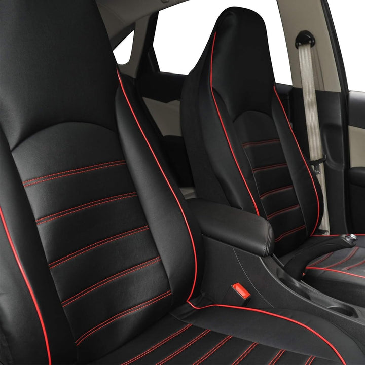 TOYOUN Klassisch Autositzbezüge Vordersitze Highback Sitzbezüge 2er Universal Schonbezüge PU Leder S