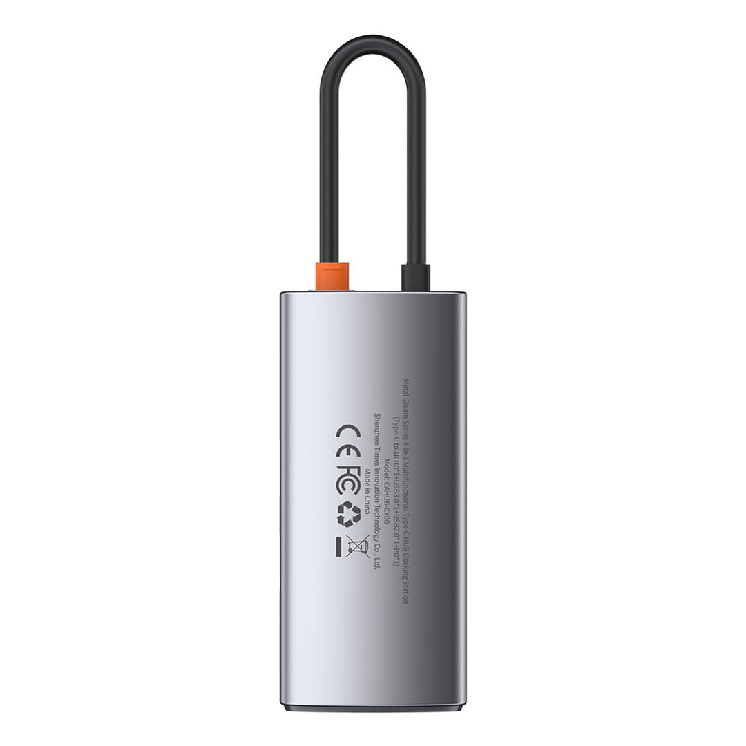 Baseus Metal Gleam 4 in 1, Multifunktions-PC/Telefon-Hub Adapter, Grau, Anzahl der Anschlüsse: 4, Ei