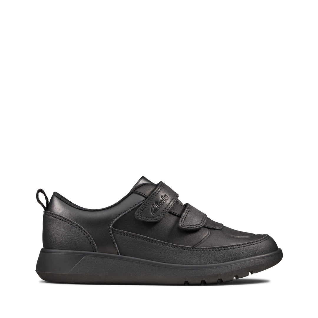 Clarks Jungen Scape Flare K Sneaker 30 EU Weit Black Leather, 30 EU Weit Black Leather
