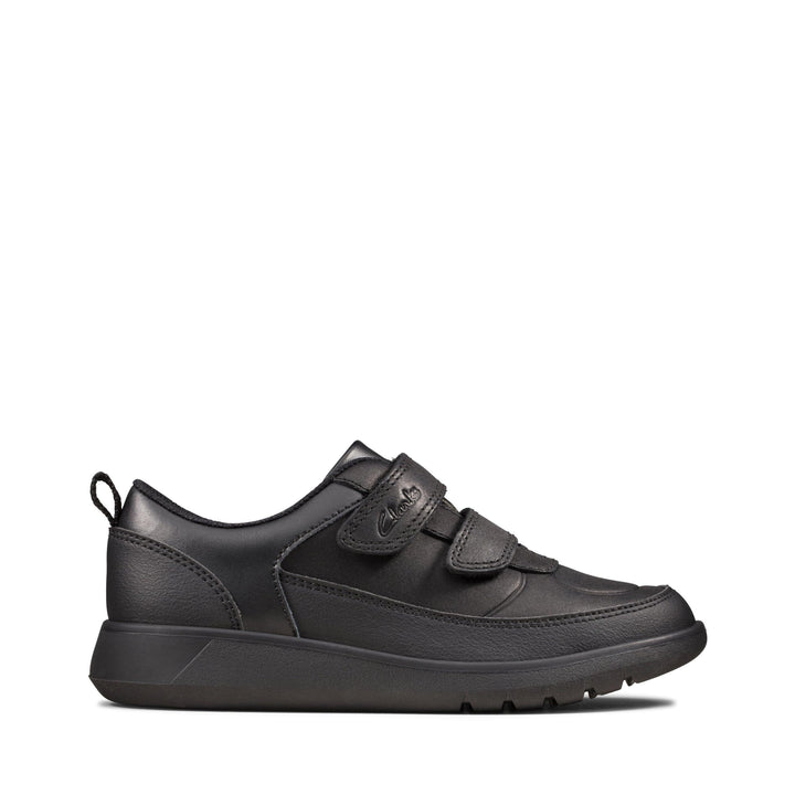 Clarks Jungen Scape Flare K Sneaker 30 EU Weit Black Leather, 30 EU Weit Black Leather
