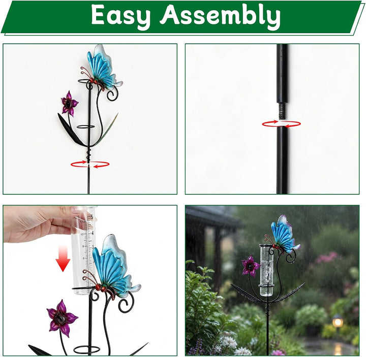Regenmesser Glas 12cm/5in, Regenmesser für Garten und Rasen B, B