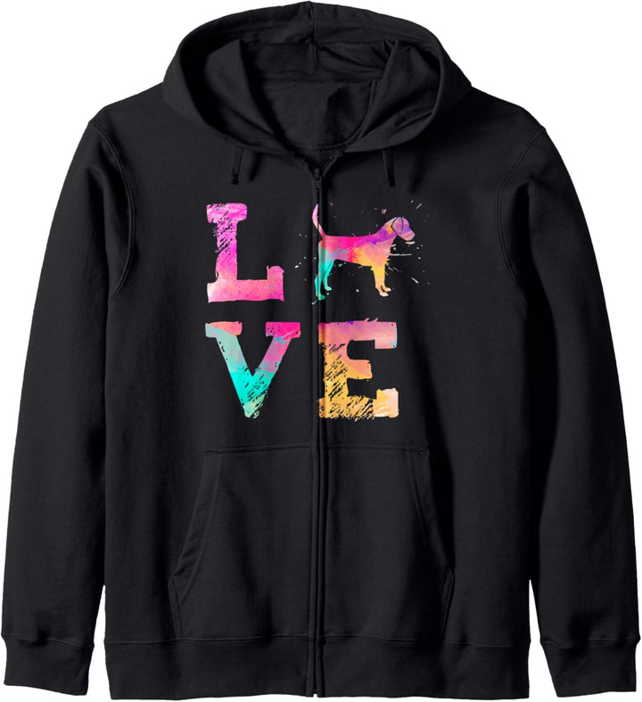 Bunte Aquarellmalerei Englisch Foxhound Hund Love-r Kapuzenjacke