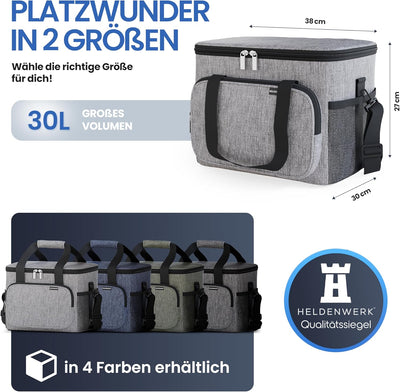 HELDENWERK Kühltasche für Essen & Getränke - Isolierte Thermotasche auslaufsicher & wasserdicht - Fr