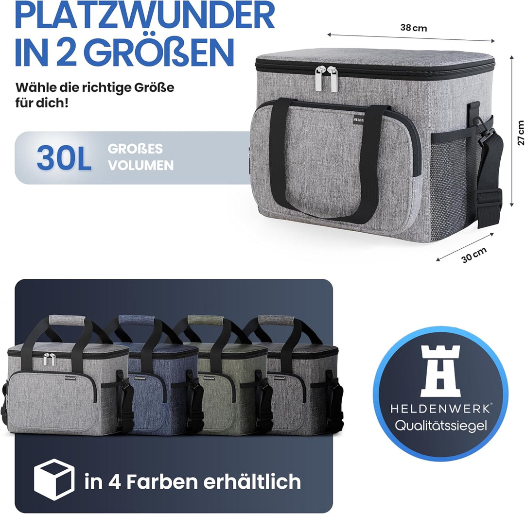 HELDENWERK Kühltasche Gross faltbar - Isolierte Kühlbox Thermotasche auslaufsicher & wasserdicht - P