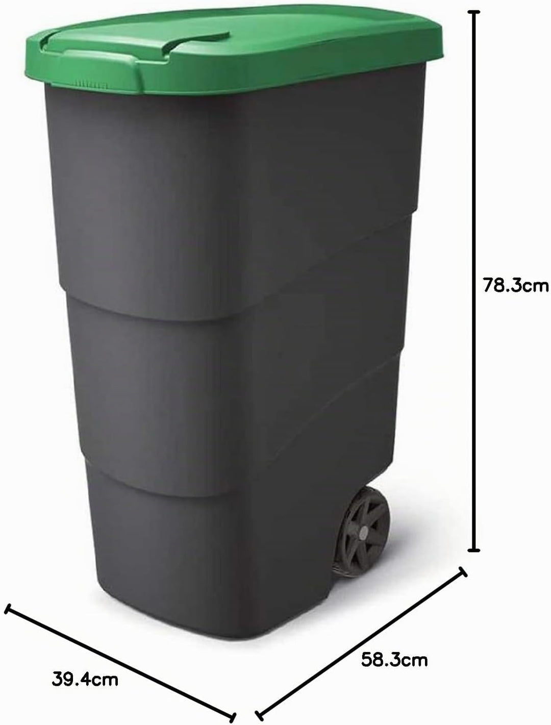 Prosperplast Wheeler 90L Müllbehälter mit Rädern und Deckel Mülltonne Müllgrossbehälter Grossmüllton