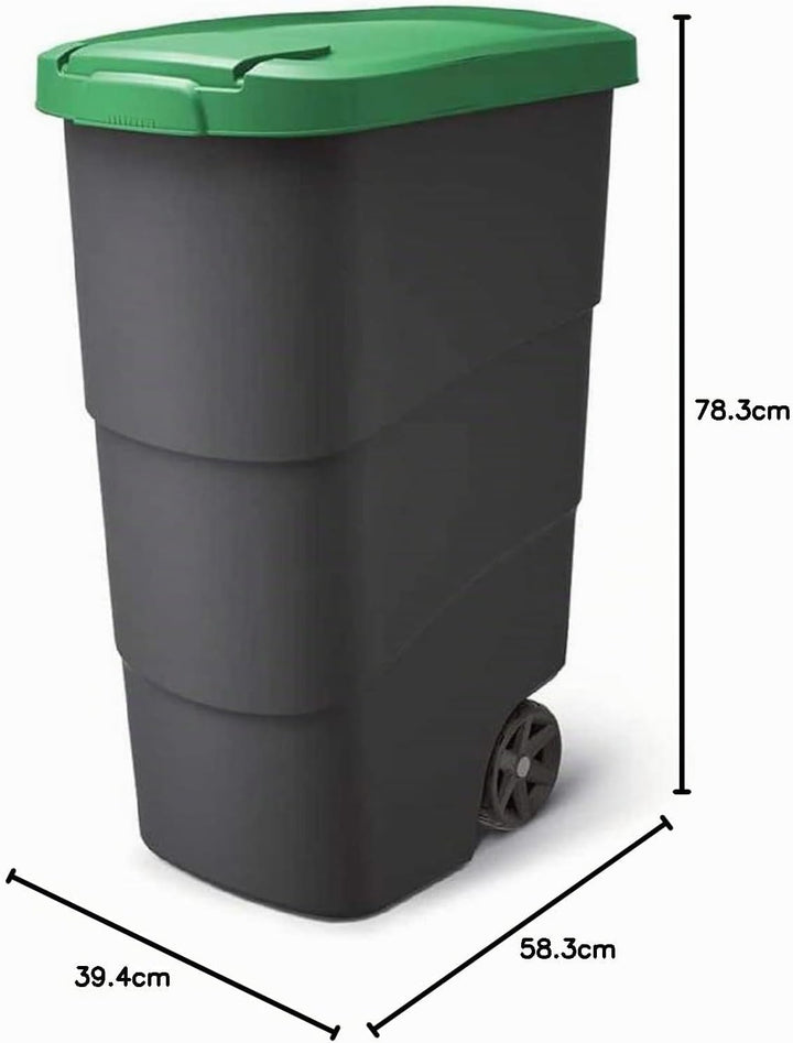 Prosperplast Wheeler 90L Müllbehälter mit Rädern und Deckel Mülltonne Müllgrossbehälter Grossmüllton