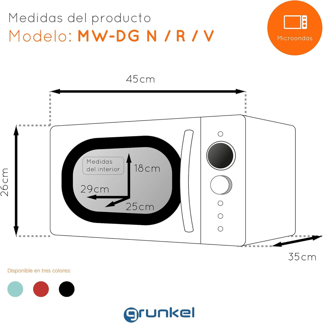 Grunkel MW-DG R - Microwave made of stainless steel Rot, Rot