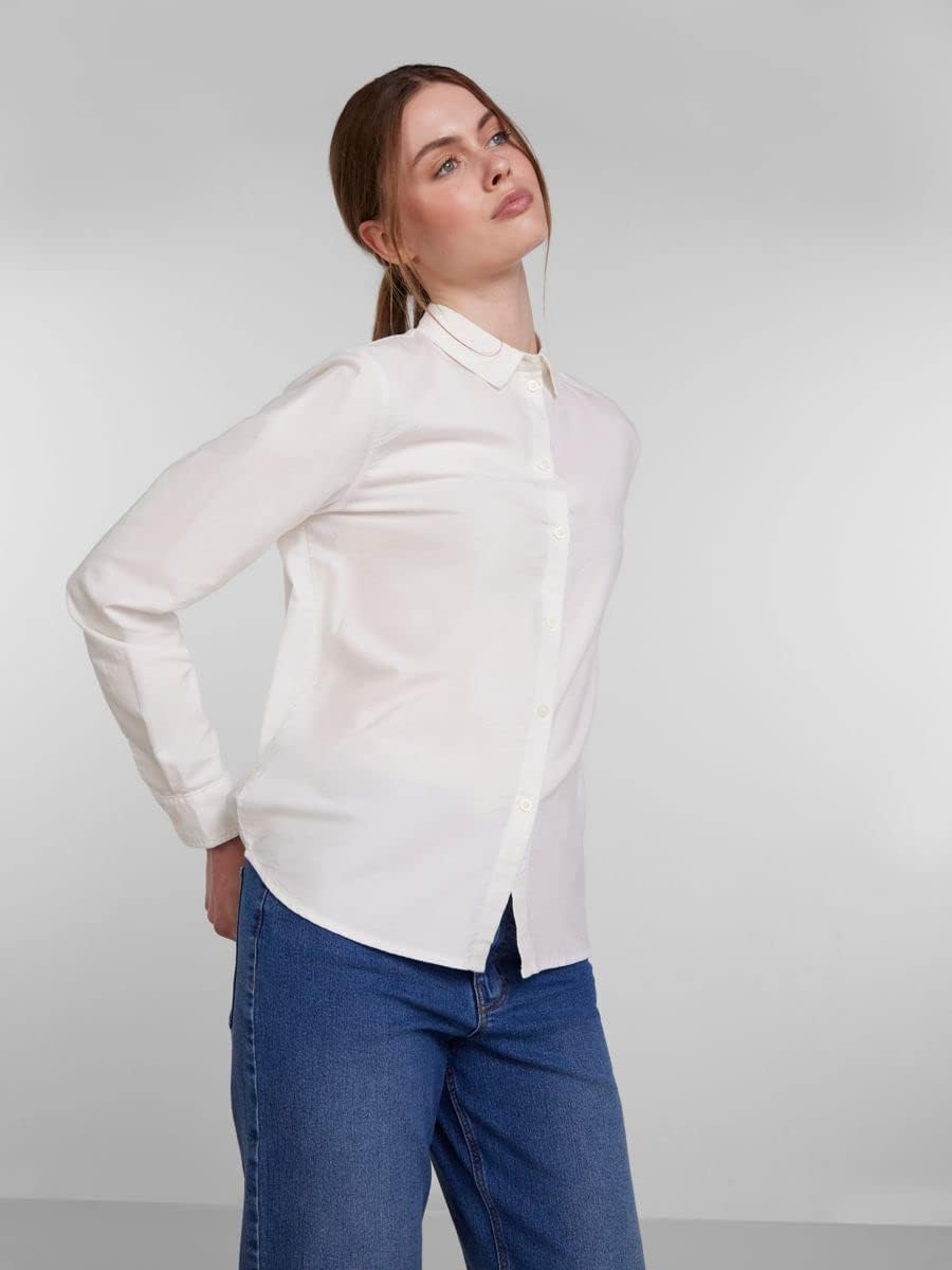 PIECES Irena Long Sleeve Oxford Shirt XL Bright White, XL Bright White