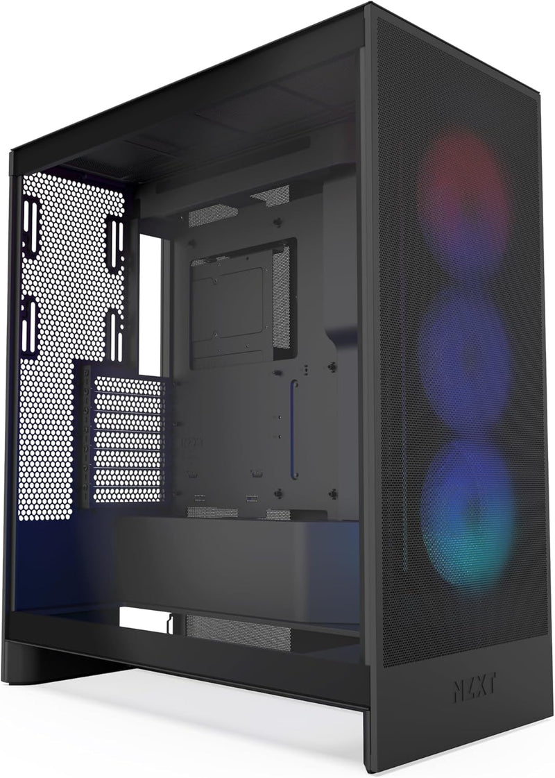 NZXT H7 Flow RGB | Mid-Tower-ATX-Airflow-Gehäuse mit RGB-Lüftern | Unterstützt Lüfter im Boden zur d