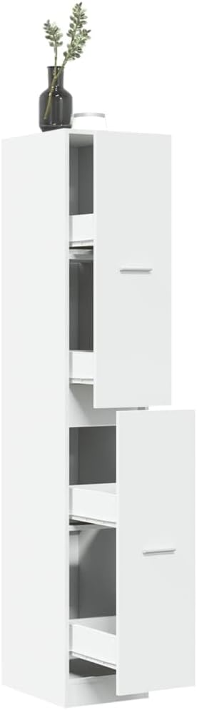 vidaXL Apothekenschrank, weiss, 30 x 41 x 174,5 cm, aus Spanplatte, Apothekenschrank, Apothekenmöbel
