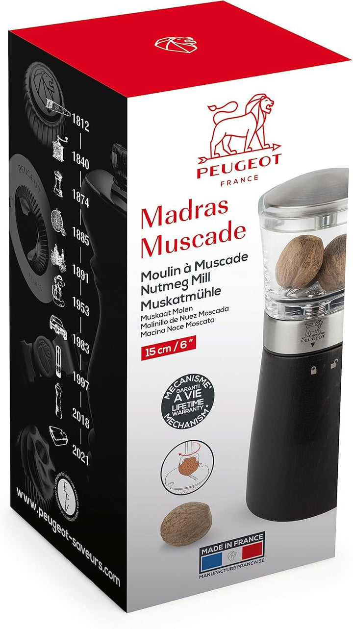 Peugeot 33095 Madras Muskatmühle Acryl/Holz chocolat 15 cm, Muskatmühle