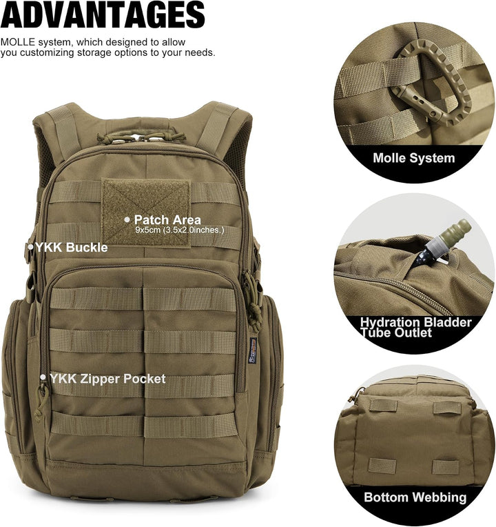 Mardingtop 25L/40L Taktischer Rucksack Herren Wanderrucksack mit MOLLE-System Militär Rucksack, Tact