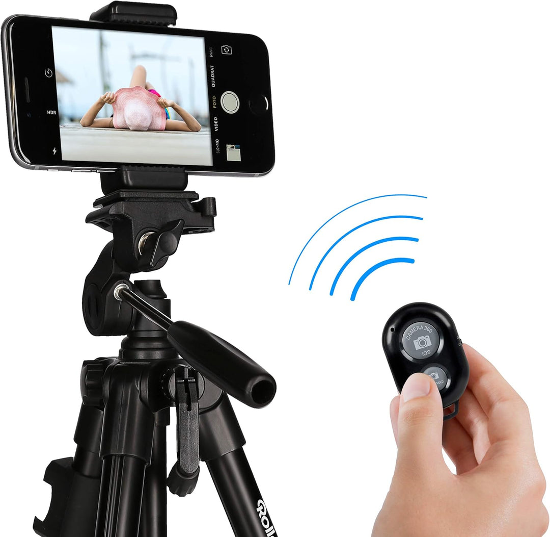Rollei Smartphone Stativ Traveler - Schwarz &amp; Monkey Pod - Biegsames Mini Stativ mit flexiblen Beine