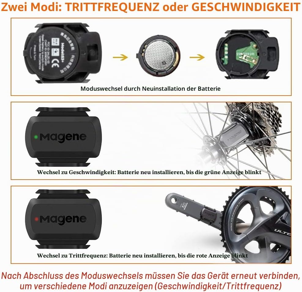 Magene S3 + Geschwindigkeitssensor und Trittfrequenzsensor, ANT+ und Buletooth 4.0 Drahtloser Fahrra