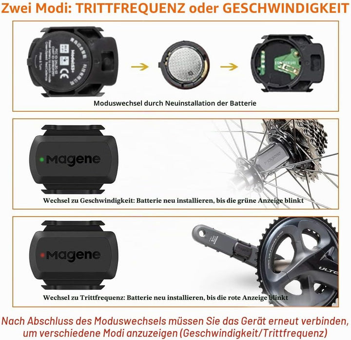 Magene S3 + Geschwindigkeitssensor und Trittfrequenzsensor, ANT+ und Buletooth 4.0 Drahtloser Fahrra