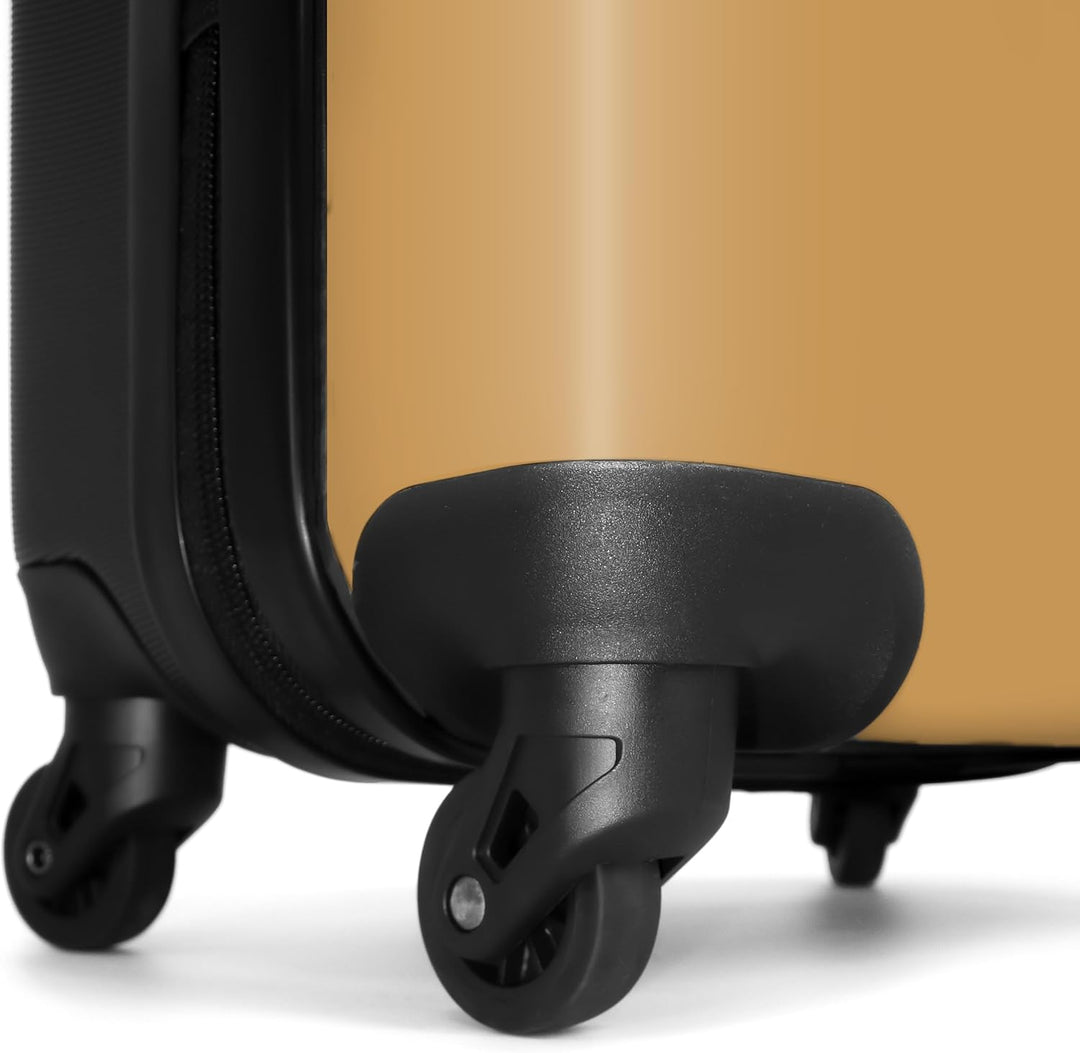 NoBoringSuitcases.com® Kinderkoffer - Koffer Kinder - Hartschalenkoffer Löwe - Koffer Beige - Reisek