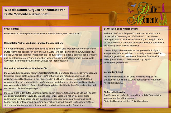Dufte Momente | Saunaduft Konzentrat Caribic Rum 250ml | naturreine und natürliche ätherische Öle |