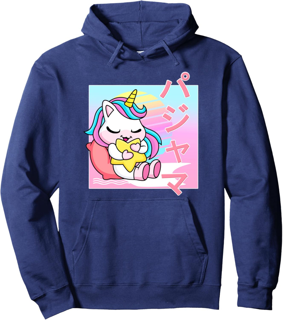 Schlafanzug, Einhorn-Motiv, japanisches 90er-Jahre-Retro-Design Pullover Hoodie