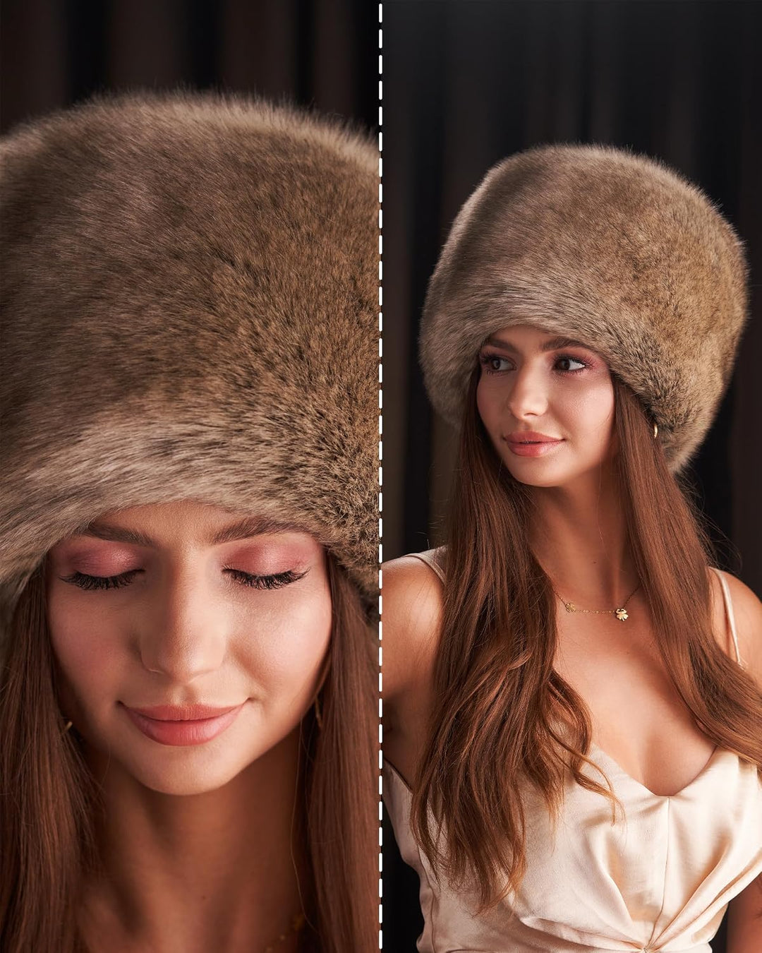 Futrzane Siberian Kosakenmütze - Pelzmütze Damen - Fell Pelz Russische Mütze XS Beige Siberian, XS B