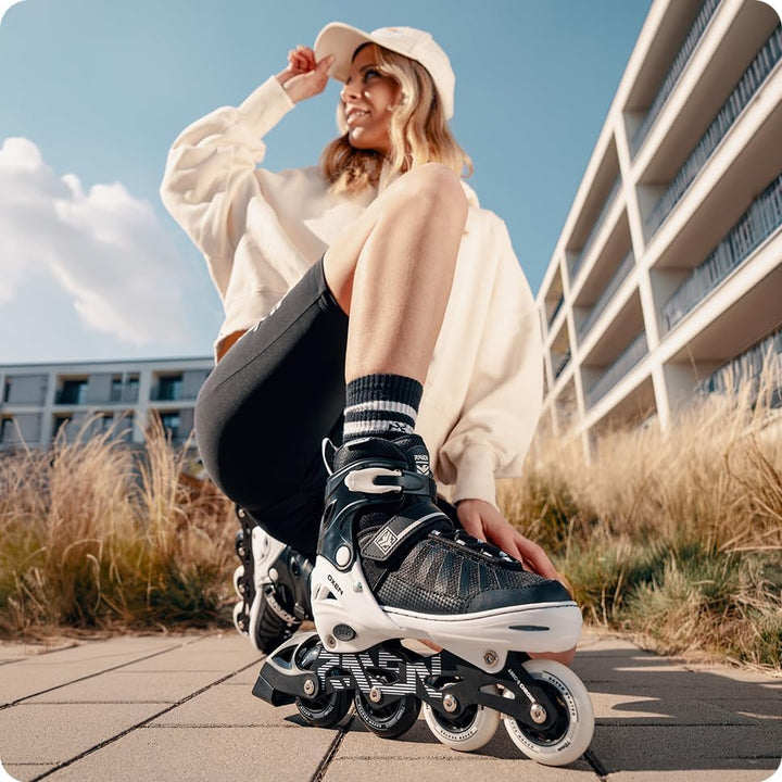 RAVEN Inline Skates Inliner für Kinder und Erwachsene OPTIONAL 2in1 mit Schlittschuhen verstellbar O