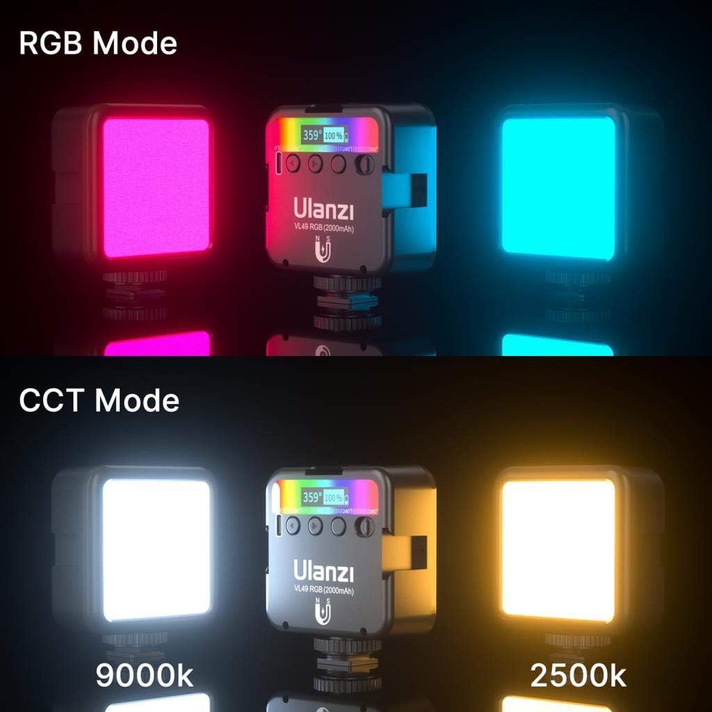 Ulanzi VL49 RGB Mini Multi Color LED Videolampe für Smartphone und Kamera Fülleuchte mit einstellbar