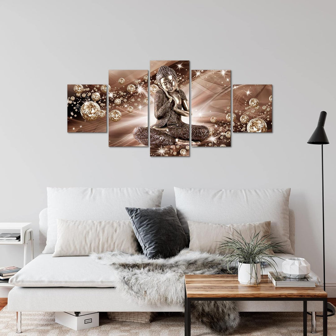 Runa Art Wandbilder Buddha Feng Shui 5 Teilig Bild auf Vlies Leinwand Deko Wohnzimmer Schlafzimmer D