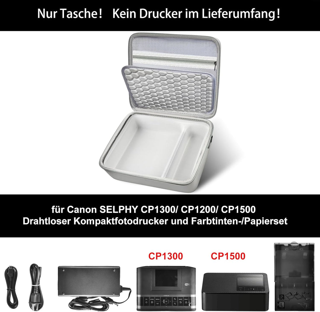 casmilee Hart Tasche für Canon SELPHY CP1500/CP1300/CP1200 Mini Mobiler Fotodrucker und Farbtinten P