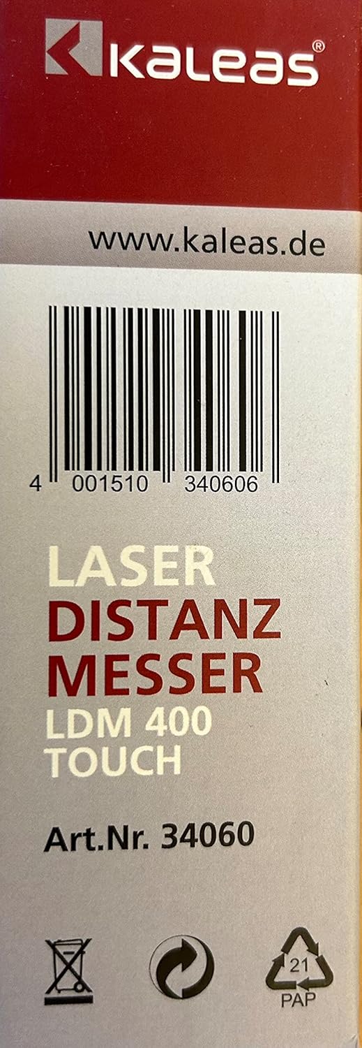 Profi-Laser-Entfernungsmesser LDM 400 Touch für Entfernung bis 40m [Genauigkeit ±2mm] mit Touch-Scre