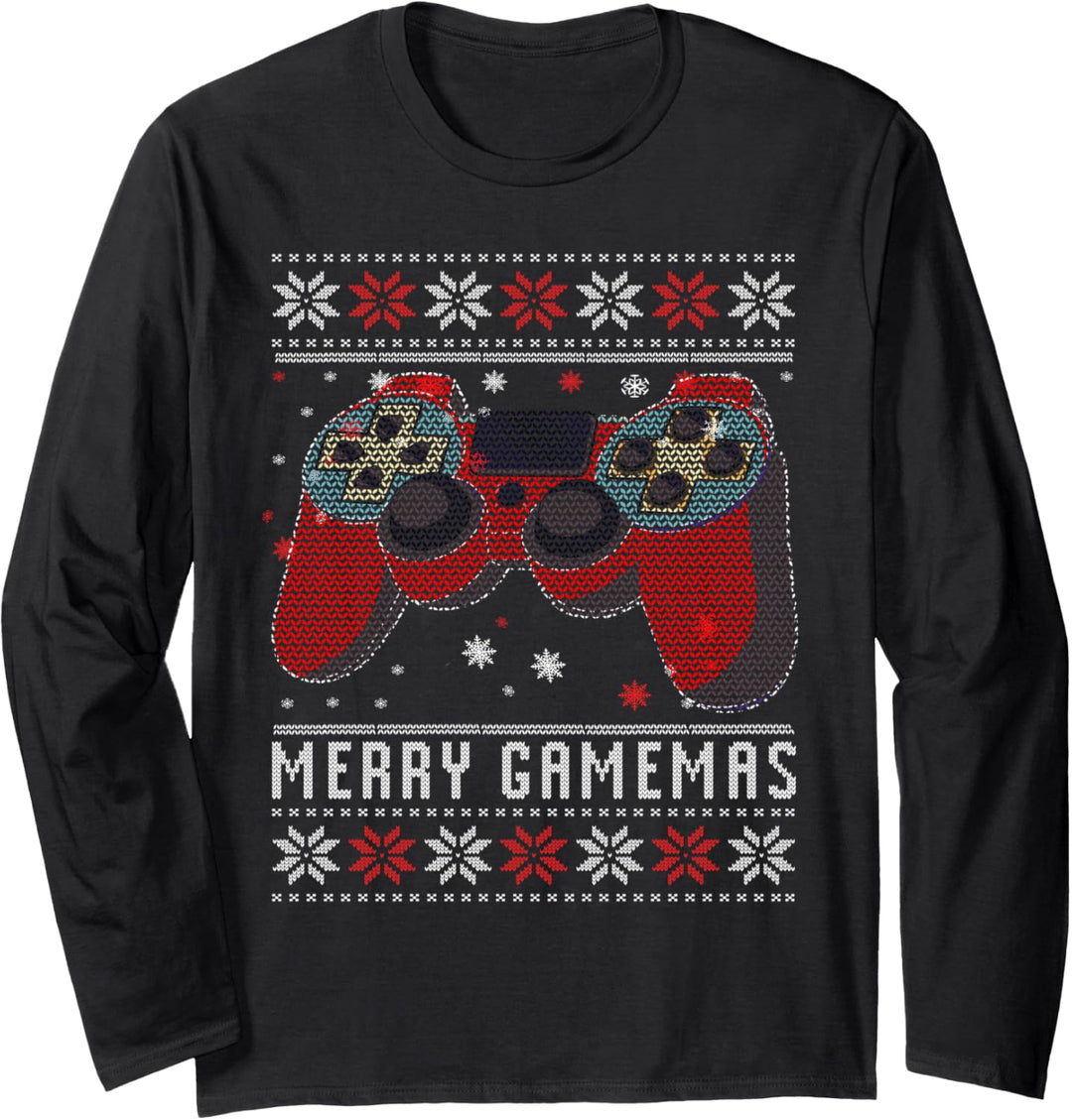 Merry Gamemas Ugly Christmas für Gamer Controller Sweater Langarmshirt