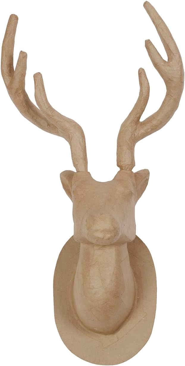 Décopatch NO032C Trophäe Hirsch (aus Pappmaché zum Verzieren und Personalisieren, 63 cm, ideal für I