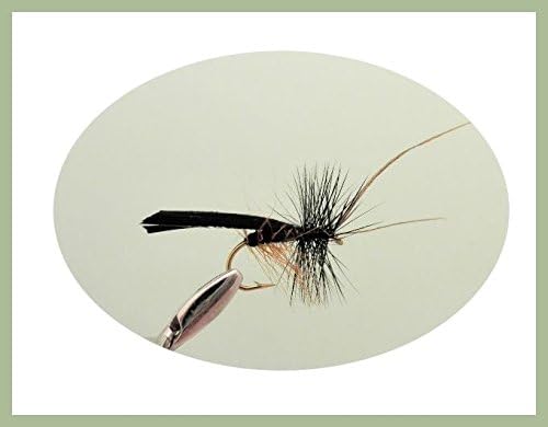Sedge Forellenfliegen, 24 Stück, verschiedene Grössen, Schwarz, Silber, Elch, Hirsch